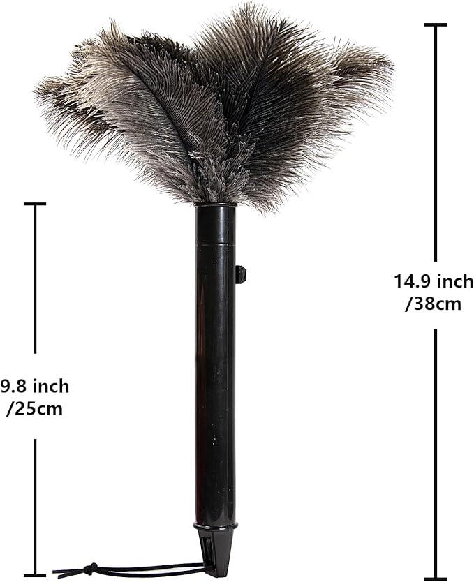 Retractable Ostrich Feather Duster for Cleaning, 15 Inch Fluffy and Natural Feather Duster with Retractable Handle， Reusable Eco-Friendly Handheld Cleaning Supplies(5PCS) - NeatNest