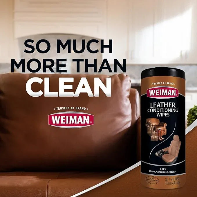 Weiman Leather Cleaner Wipes - Clean Condition UV Protection Help Prevent Cracking or Fading of Furniture, Car Interior, Couch, and Shoes, 4 Pack - NeatNest