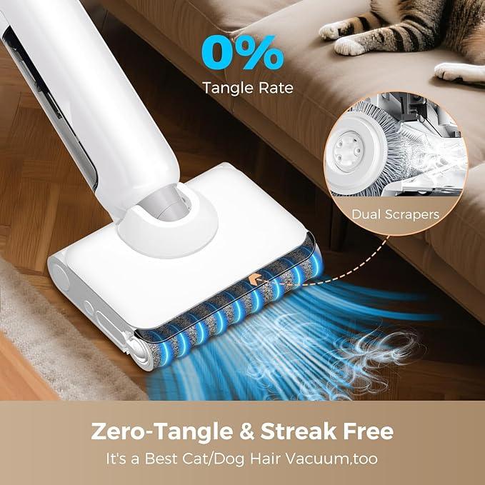 Wet Dry Vacuum Cleaner, 180° Lay-Flat Cordless Vacuum Mop Combo with Edge Cleaning, All-in-One Floor Cleaner for Hard Floors, Self-Cleaning, 45mins Runtime, LED Display, Voice Prompts - NeatNest
