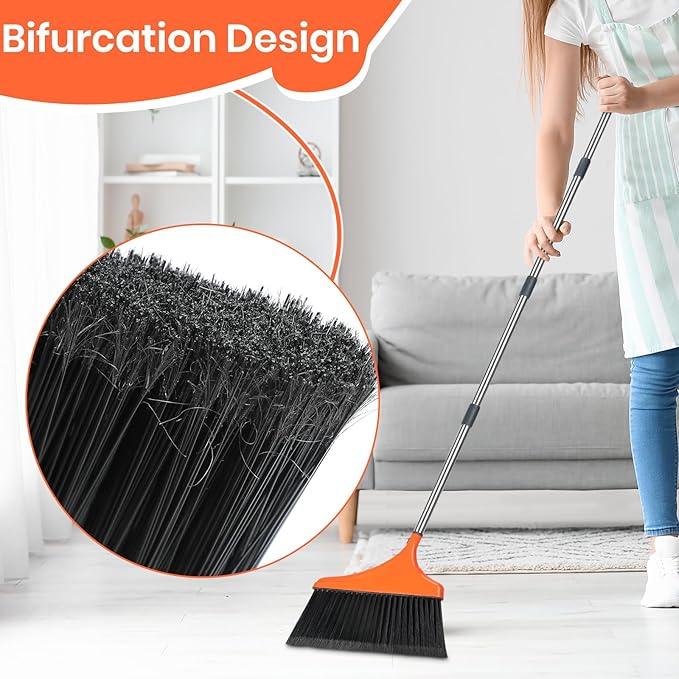 Heavy-Duty Angle Broom for Floor Cleaning with 52" Long Handle Stiff Bristle Angle Commercial and Industrial Broom, Indoor Outdoor Broom for Garage Kitchen Office Lobby Patio - NeatNest