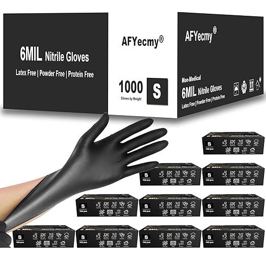 Disposable Nitrile Gloves, Chemical Resistant, Powder and Latex Free, Food Safe, Black Heavy Duty Gloves, 6 Mil, 1000 Count, Small - NeatNest