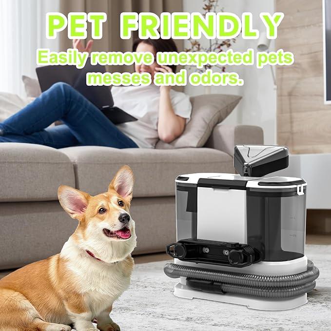 Portable Carpet & Upholstery Cleaner, Deep Cleaning for Rugs, Couch, Curtain, Car Interiors Stains, Pet & Family Friendly, 800W high-performance motor 21Kpa 120V (White) - NeatNest