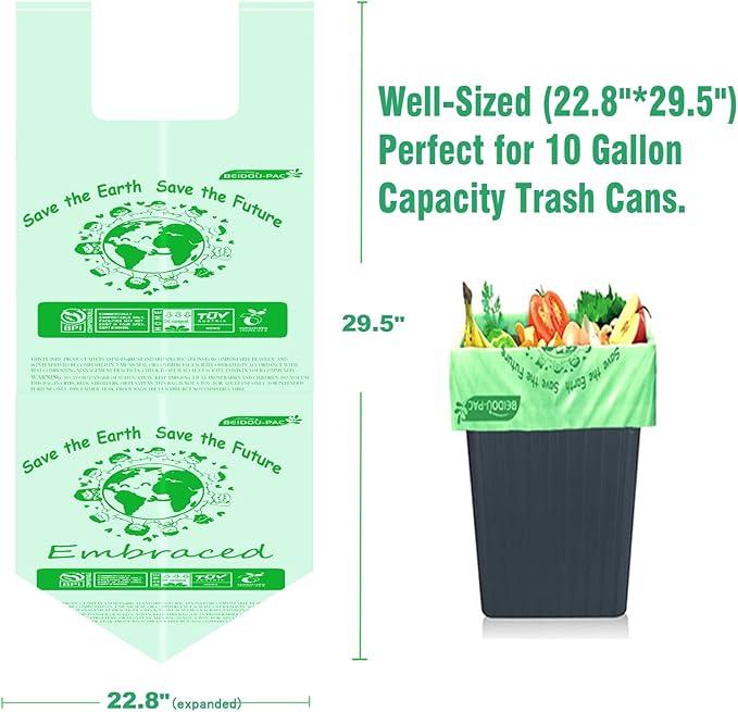8-10 Gallon Compostable Trash Bags, 60 Count - Kitchen & Food Scrap Waste Bags, Sturdy & Biodegradable, ASTM D6400, US BPI Certified - NeatNest