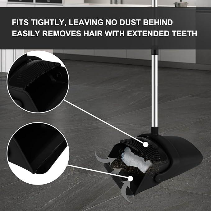 Broom and Dustpan Set, Household Broom with Dustpan Combo Set, 51" Long Handle, Dust Pan Set for Kitchen Office Lobby Floor - NeatNest