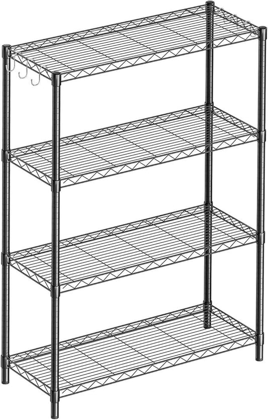 4-Shelf Adjustable Metal Shelf Wire Shelving Unit Storage Rack Display Shelf for Office,Kitchen,Bedroom,Bathroom,Laundry,Pantry Basement,Garage(Black,36" L x 14" W x 54" H) - NeatNest