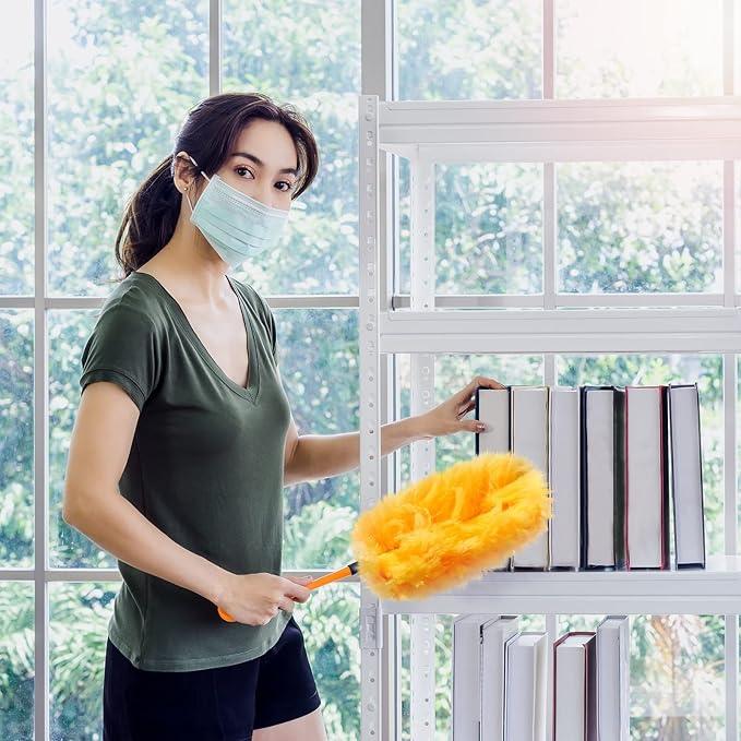 Vesici 50 Pcs Duster Refills Compatible with Swiffer Dusters Bulk Disposable Replacement Thickened with 1 Handle Heavy Duty for Cleaning, Office (Yellow,Blue,Orange,Purple) - NeatNest