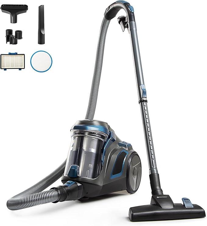 Vacmaster CC0501 Ultra Silent Bagless Canister Vacuum Powerful Cleaner with HEPA Filtration, One-Touch Release Dust Cup, Built-in Dust Tool & Retractable Cord for Low-Pile Carpet and Hard Floor - NeatNest