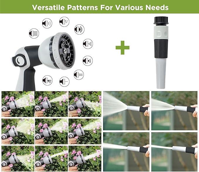 Tuyeho Retractable Garden Hose Reel 90 FT, Wall Mount Heavy Duty Water Hose Reels with Automatic Slow Rewind System, Outdoor Hoses Reel with 2 Hose Nozzles for Garden Watering, Car Wash, Pet Shower - NeatNest
