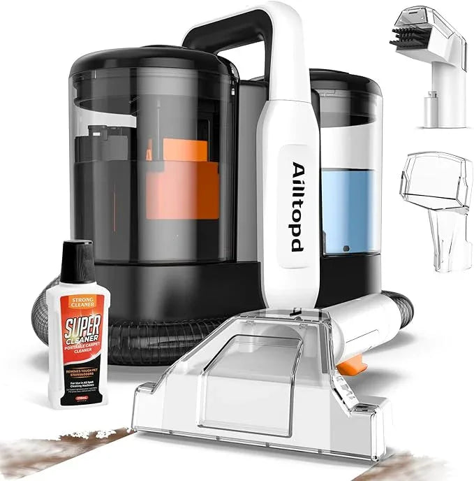 Upholstery Cleaner Machine, 15Kpa Portable Carpet & Upholstery Spot Cleaner Machine, Deep Stain Cleaning for Carpet, Pets, Stairs, Car Seat, Couch, with Dual Size BrushHead and Cleaning Solutions - NeatNest