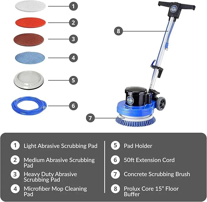 Prolux Core 13 inch Electric Floor Buffer Scrubber and Polisher Machine - All Floor Surfaces - NeatNest