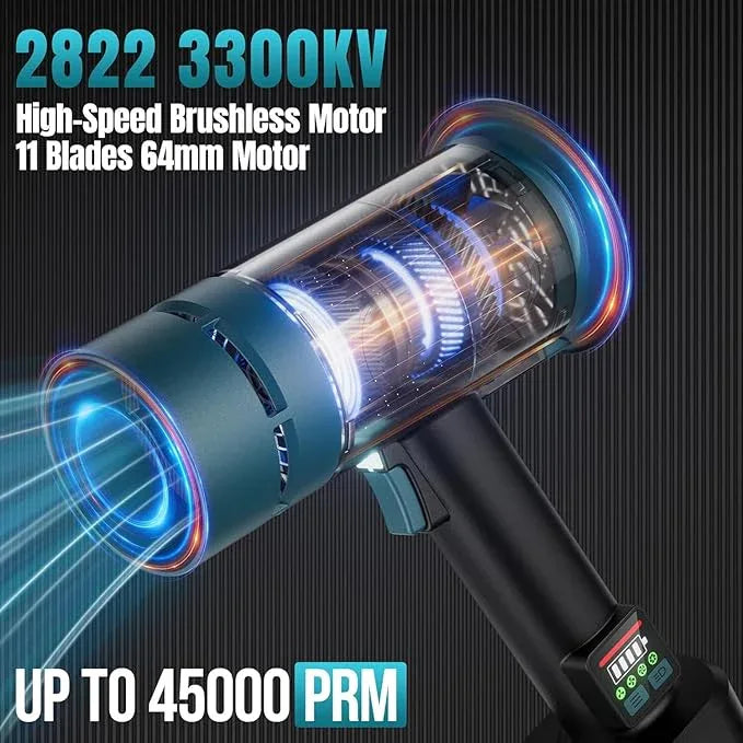 Turbo Dryer Blower for Car, Leaf Blower Cordless with Extended Tube and Led, 64mm Brushless Motor 550CFM Car Dryer Air Blower, 21V 4.0Ah Battery Pack and Charger, for Car Drying, Yard and Snow Cleanup - NeatNest