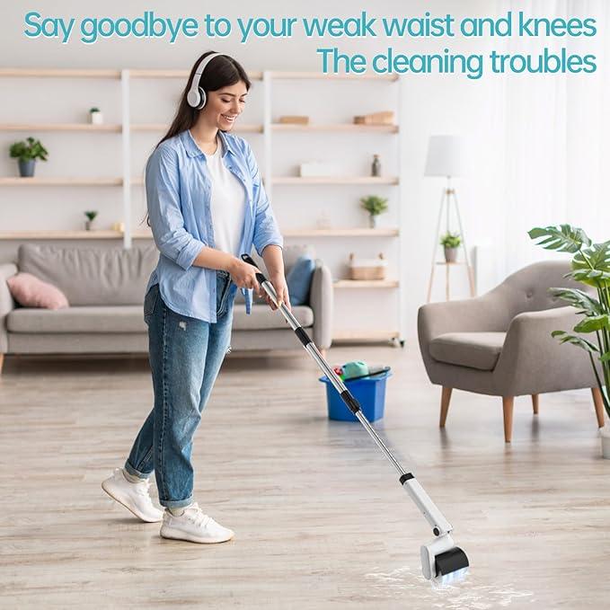 Roller Electric Spin Scrubber - 2-Speed Waterproof Cordless Power Cleaning Brush, 4 Multi-Purpose Brush Heads & Telescopic Pole for Deep Floor, Bathroom, Furniture, Glass & Car Cleaning - NeatNest