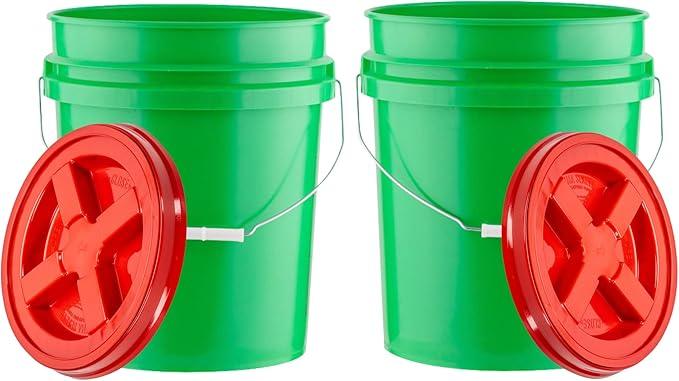 House Naturals 5 Gallon Plastic Food Grade Made in USA Bucket with Screw On Airtight lid (Pack of 2) - NeatNest