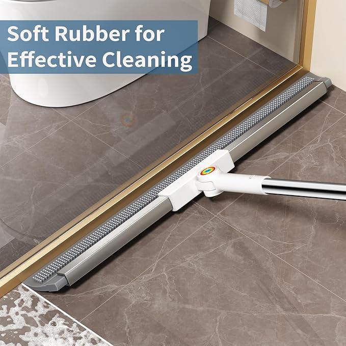 Squeegee Broom for Floor, Rubber Silicone Magic Broom with 180° Rotating Head & 63" Long Handle, Floor Squeegee Broom for Indoor/Outdoor Floor Cleaning, Pet Hair, Tile, Garage Concrete, Glass - NeatNest