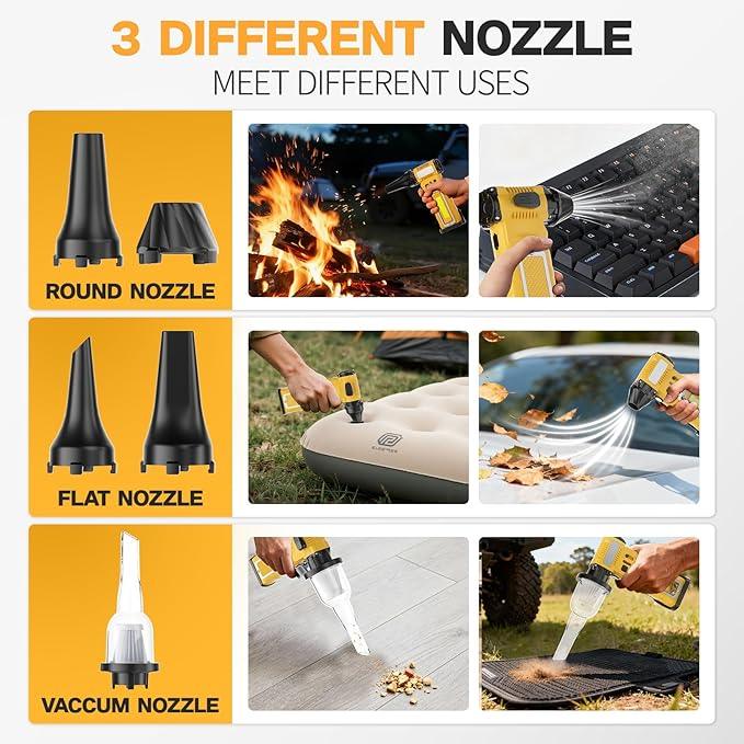 Compressed Air Duster 300000RPM 8000mAh,6-in-1 Electric Mini Air Blower with LED Light,Cordless Rechargeable Air Duster for PC Keyboard Computer Car Cleaning Electronics Cleaner Home and Outdoor Use - NeatNest