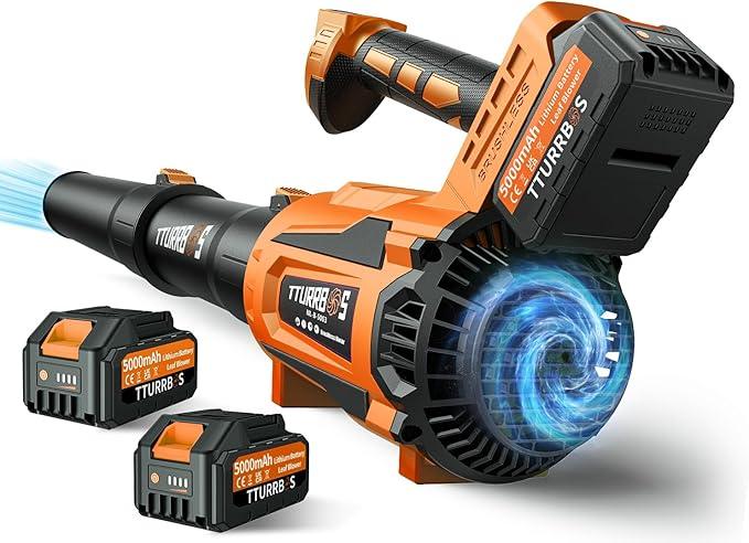 Leaf Blower Cordless - 650CFM Brushless Motor Leaf Blower with 6-Speed Control & Ergonomic Handle - Includes 2 x 5.0Ah Batteries & Fast Charger - Blowers for Lawn Care, Yard, Patio, Leaves, Snow, Dust - NeatNest