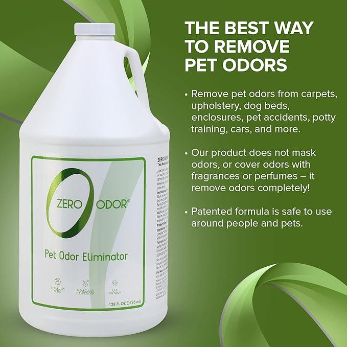 Zero Odor - Pet Odor Eliminator for strong odor, Eliminate Air & Surface Odors – Patented Molecular Technology Best For Carpet, Furniture, Beds Smell Great Again (128 Ounces) - NeatNest