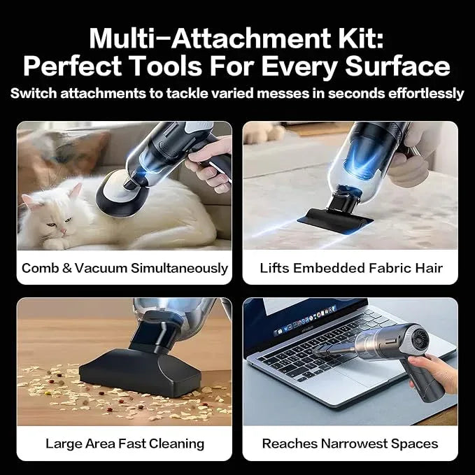 Cordless Handheld Vacuum Cleaner, Rechargeable Car Vacuum with Brushless Motor, Wireless Mini Portable Hand Vacuum for Pets and Home, Powerful Suction and Compressed Air Duster, Car Accessory - NeatNest