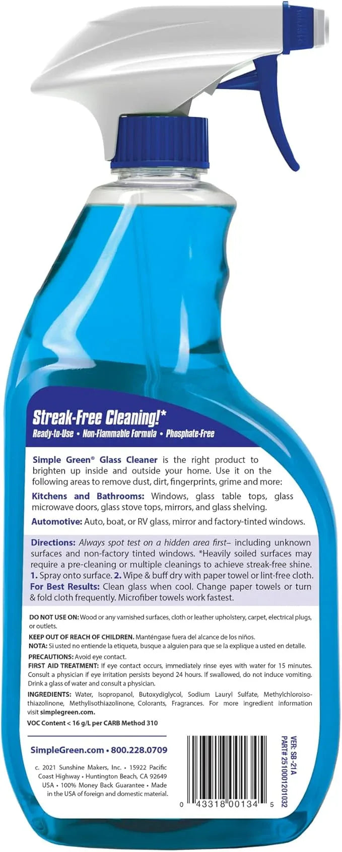 Simple Green Ready-To-Use Glass Cleaner, 32 oz., Blue (Pack of 4) - NeatNest