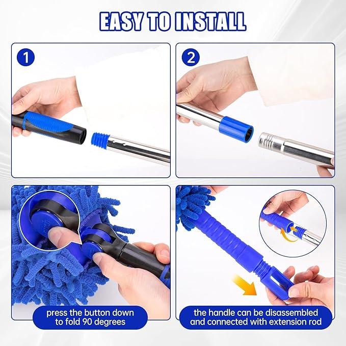 Ceiling Fan Cleaner Duster with 80" Extension Pole, Flexible and Washable Chenille Fan Duster for High Ceiling Fan Blades Light Fixtures Furnitures - NeatNest
