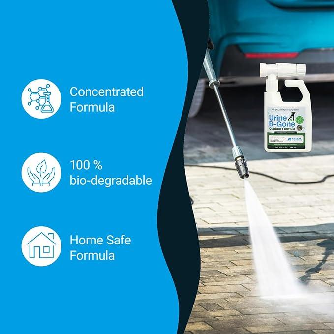 KINZUA ENVIRONMENTAL Urine B-Gone OD Professional Pet Urine Enzyme Cleaner, Pet Yard Odor Eliminator for Artificial Grass, Concrete & More, 32 fl oz - NeatNest