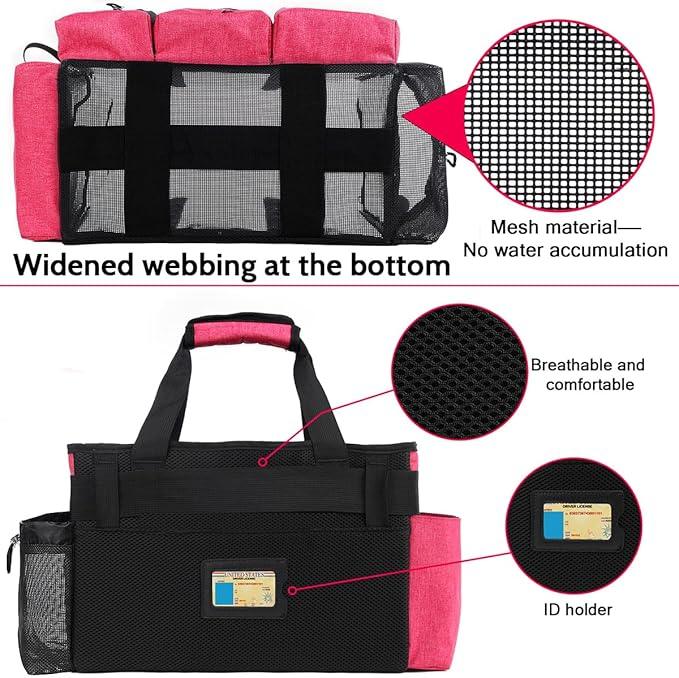 Large Cleaning Caddy Bags Pink with Sturdy Support Board, Cleaning Organizer with Detachable Dividers, Cleaning Supply Tote with Adjustable Shoulder Strap & Waist Belt for Cleaners Housekeepers - NeatNest