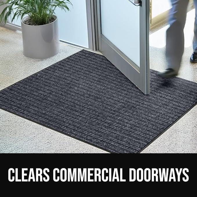 GORILLA GRIP Waterproof Traffic Guard Door Mat, 2 Pack Heavy Duty Entryway Mats, Strong Rubber Back Commercial Rugs for Office Hallway, Garage Floor and Home, Low Profile Carpet, 35x23, Charcoal Gray - NeatNest