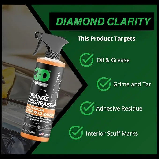 3D Orange Degreaser – Citrus-Based Car Cleaner for Oil, Grease, Grime & Adhesives – Water-Based, Non-Corrosive, Eco-Friendly, Interior & Exterior Use - 16 Fl oz - NeatNest