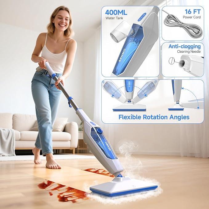 SENMO Steam Mop, 14-in-1 Detachable Steam Cleaner for Home and Floor, 1300W 228°F Deep Cleaning MultiPurpose Floor Steamer with 14 Attachments for Hardwood Floors, Tile, Grout, Furniture, Carpet, Wall - NeatNest