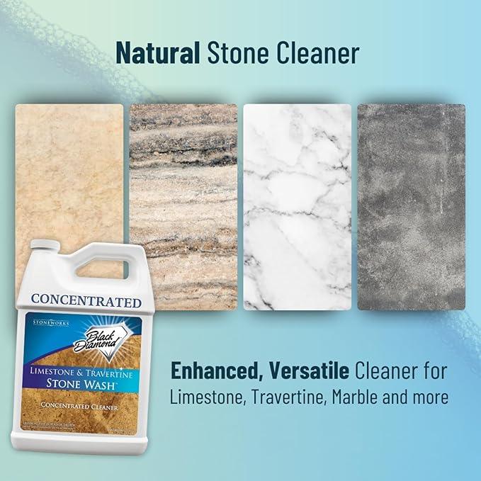 Black Diamond Stoneworks Natural Stone Cleaner - Limestone, Slate & Travertine Cleaner - Natural Stone Shower Cleaner for Marble - Concentrated PH Neutral Stone Floor Cleaner - 1-Gallon. - NeatNest