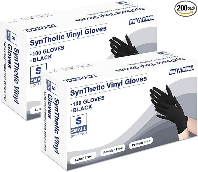Disposable Gloves Small, Nitrile and Vinyl Blend Material Gloves, Latex Free 4 Mil 200 Pc Food Grade Glove for Cleaning, Food Prep, Hair Dye, Tattoo, Black - NeatNest