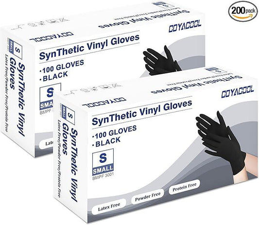 Disposable Gloves Small, Nitrile and Vinyl Blend Material Gloves, Latex Free 4 Mil 200 Pc Food Grade Glove for Cleaning, Food Prep, Hair Dye, Tattoo, Black - NeatNest