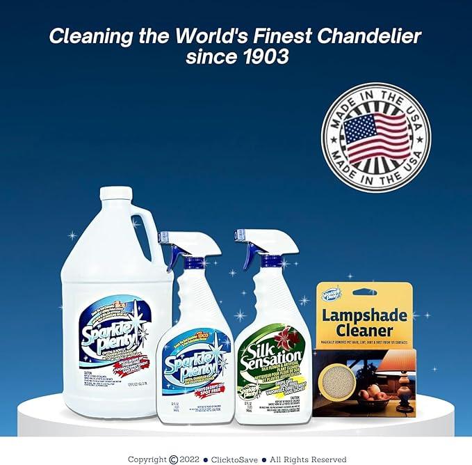 Sparkle Plenty Chandelier Cleaner Drip Dry Spray No Wipe - Dust Remover & Streak Free Glass Cleaner Spray for Crystal Chandelier & Window Screen - Versatile Household Cleaning Supplies (32 oz, 3 Pack) - NeatNest