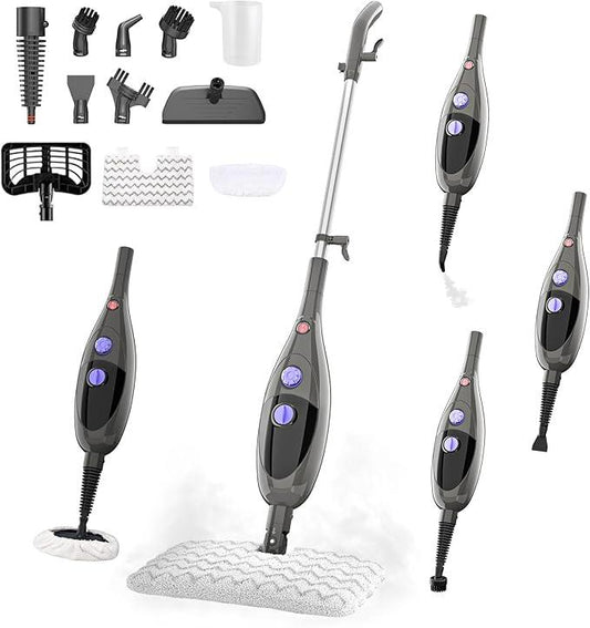 Steam Mop, 12-in-1 Detachable Handheld Steam Cleaner, 15s Fast Heat-Up Floor Steamer for Hardwood Floors, Tile, Carpet, Clothes, Windows & Furniture, Lightweight Design,Two-Sided Adjustable Mop Head - NeatNest