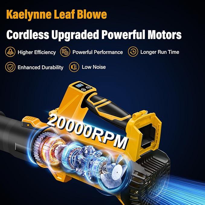 Leaf Blower, 20V Leaf Blower Cordless with 2 X 6.0Ah Batteries and Charger Included, 540CFM 170MPH & 6 Speed Mode, Handheld Electric Leaf Blower for Lawn Care, Yard, Garden and Dust - NeatNest
