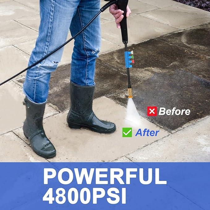 Electric Pressure Washer 4800 PSI 4.0 GPM Power Washers Electric Powered with 33ft Pressure Hose, 4 Nozzle and Foam Cannon, Powerwashers for Home, Cars, Patio, Navy Blue - NeatNest