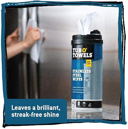 Tub O' Towels Stainless Steel Cleaning Wipes, 7" X 8", 40-Count Wipes, 4-Pack - NeatNest