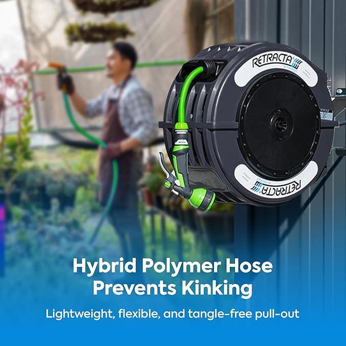 Macnaught Retractable Garden Hose Reel, 60 Ft Water Hose Reel Heavy Duty Retractable Hose with Metal 180° Swivel Rotation Bracket for Wall Mount - Gray - NeatNest