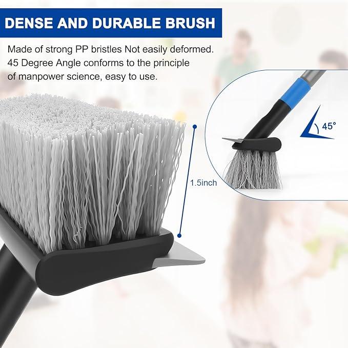 KeFanta Deck Brush with Long Handle, 2 in 1 Floor Scrub Brush for Cleaning, 56" Stiff Bristle Outdoor Scrubber Brush for Patio Concrete Boat Garage Bathroom Kitchen Wall Shower - NeatNest