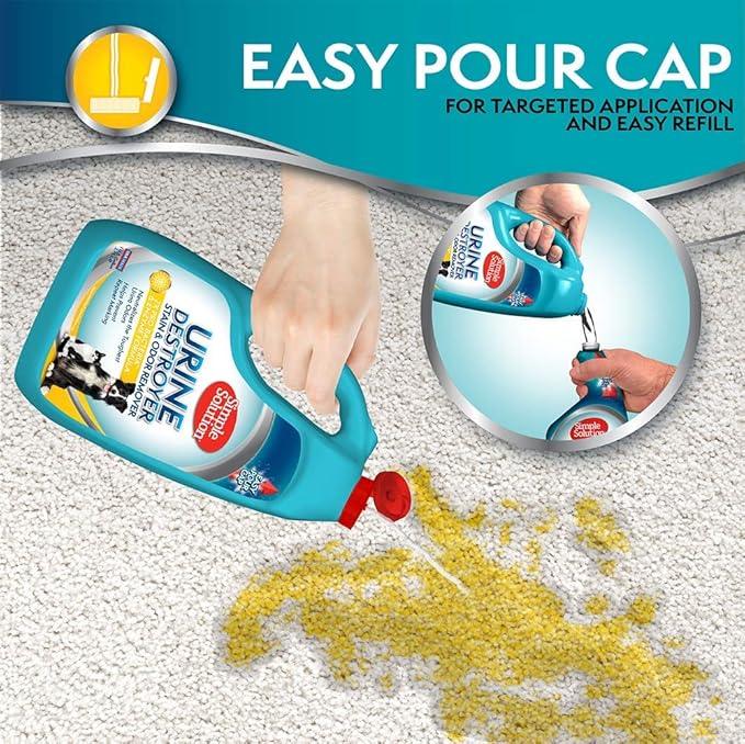 Simple Solution Urine Destroyer, Enzymatic Cleaner and Urine Odor Eliminator, Pet Stain Remover, Dog Pee Stain Destroyer, Cat Urine Neutralizer, Carpet Cleaner, Rug Deodorizer, Spot Cleaner, 1 Gallon - NeatNest