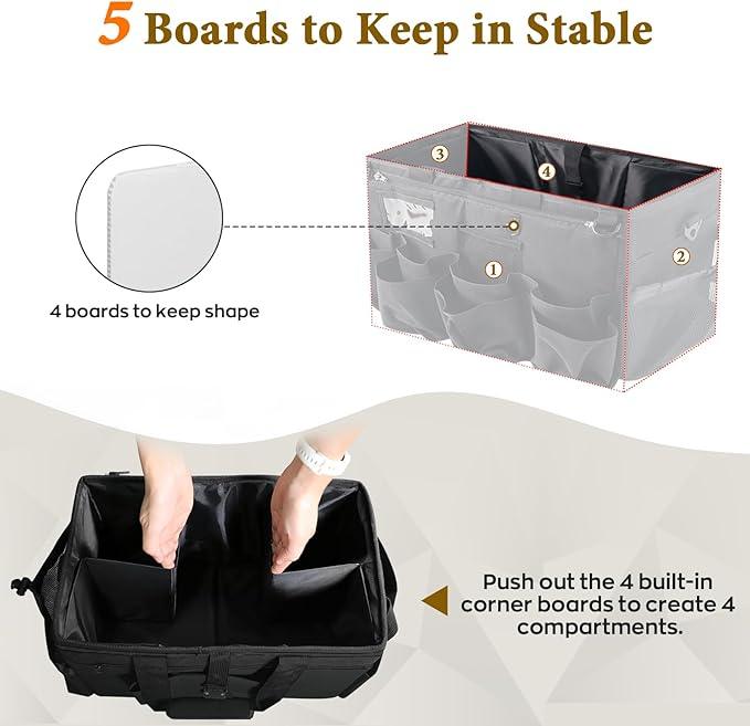 Rolling Cleaning Caddy Bag with Detachable Trolley, Multi-Functional Portable Cleaning Cart Supplies Organizer for Housekeeping and Domestic Cleaning, Cleaning Caddy with Wheels, Black - NeatNest
