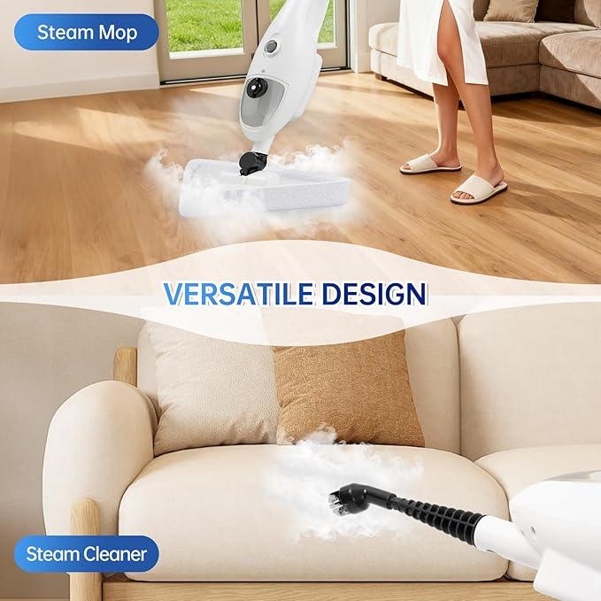 15-in-1 Steam Mops with Detachable Handheld Steamer, Multipurpose Steam Cleaner Mop for Hardwood Floors, High-Pressure 1300W Motor, 30s Fast Heat Up for Tile, Laminate, and Carpet Cleaning - NeatNest