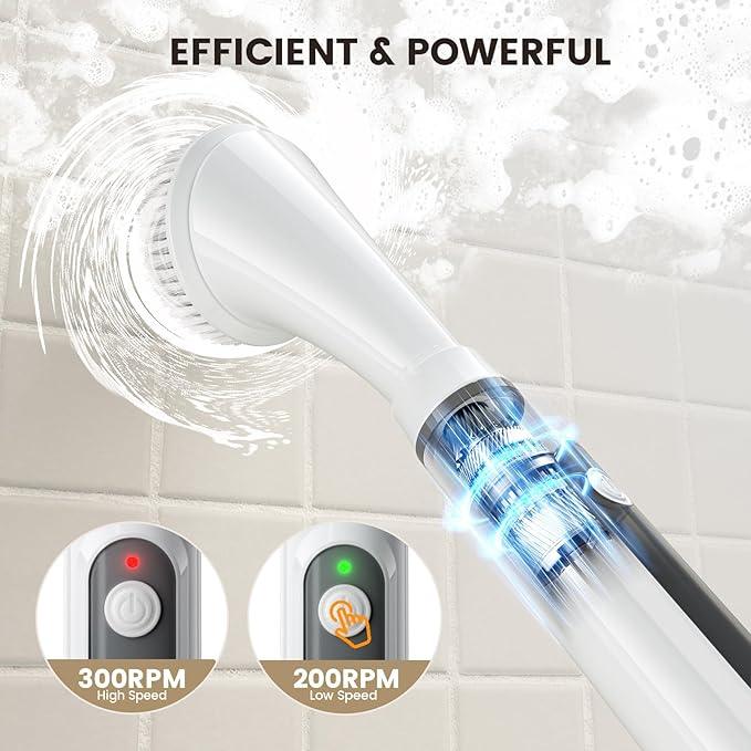 Electric Spin Scrubber Brush - Rechargeable Cordless Cleaning Brush with Full-Body IPX7 Waterproof, 6 Interchangeable Heads & 2-Speed Modes for Bathroom, Kitchen, Tile - NeatNest