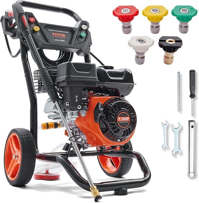 VEVOR Gas Pressure Washer, 3600 PSI 2.6 GPM, Gas Powered Pressure Washer with Copper Pump, Spray Gun and Extension Wand, 5 Quick Connect Nozzles, for Cleaning Cars, Homes, Driveways, Patios - NeatNest