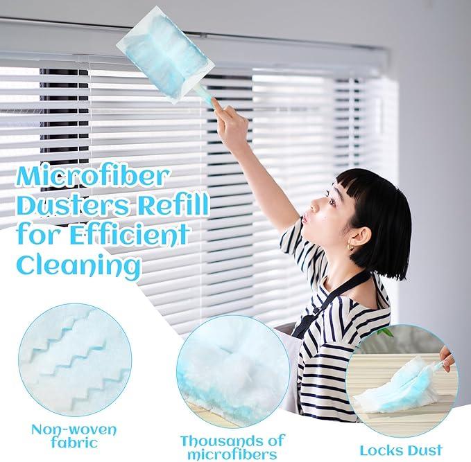 Mimorou 200 Pcs Disposable Dusters Refills Bulk Heavy Duty 180° Multi Surface Replacement Dusters for Cleaning Ceiling Fan with Microfibers Unscented (Bright Colors) - NeatNest