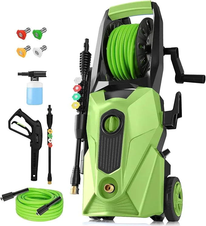 5000PSI Pressure Cleaner,Power Cleaner with Foam Cannon,4 Nozzles,33FT Hose and 500ml Soap Bottle for Home/Cars/Driveways/Patios/Fences,Green - NeatNest