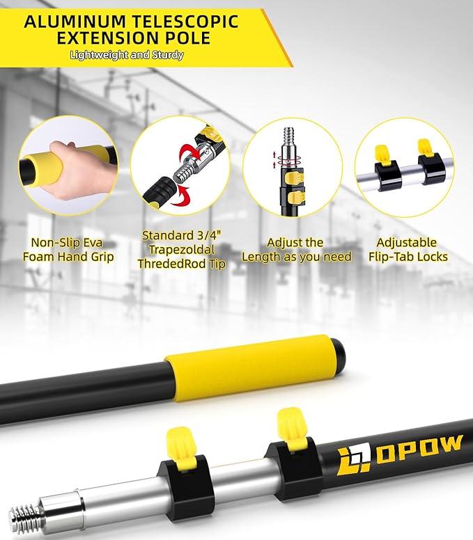 20 Foot High Ceiling Duster Kits with 5-12ft Heavy Duty Extension Pole, High Reach Duster for Cleaning,Microfiber Feather Duster,Cobweb Duster,Ceiling Fan Duster,Window Squeegee & Cleaner - NeatNest