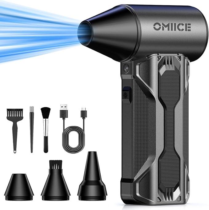 Compressed Air Duster, 150000RPM Electric Air Duster with 3 Gear Speed Adjustable, Rechargeable Cordless Dust Cleaner with Brush/Lighting for Keyboard, PC, Car, Outdoor, Air Bed - NeatNest