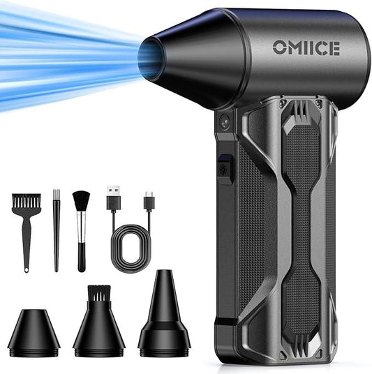 Compressed Air Duster, 150000RPM Electric Air Duster with 3 Gear Speed Adjustable, Rechargeable Cordless Dust Cleaner with Brush/Lighting for Keyboard, PC, Car, Outdoor, Air Bed - NeatNest