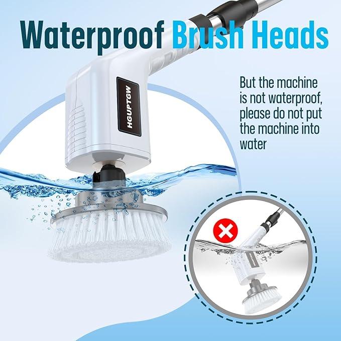 Electric Spin Scrubber, Cleaning Brushes for Household Use with 8 Replaceable Brush Heads, Power Scrubbers for Cleaning Bathroom, Extension Bath Brush Long Handle for Shower, Tub, Kitchen, Tile, Floor - NeatNest
